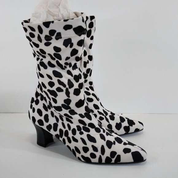 Proxy White and Black Fabric Stretch Animal Print Cowgirl Boots Size 7.5 - Picture 1 of 15